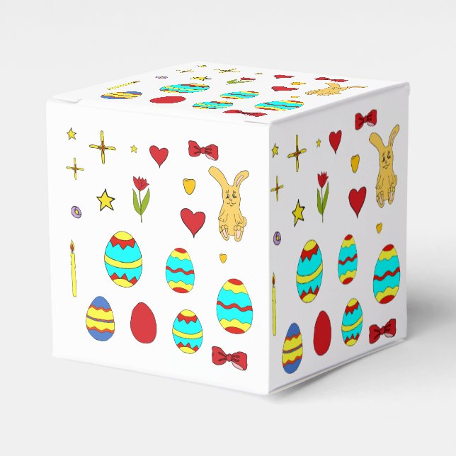 Caja Para Regalos Minimalista Lindo  Feliz Pascua  caricatura   (Costado Anverso)