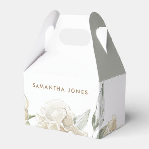 Caja Para Regalos Minimalista Moderna Acuarela Floral Blanca de Peon
