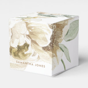 Caja Para Regalos Minimalista Moderna Acuarela Floral Blanca de Peon
