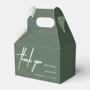 Caja Para Regalos Minimalista moderno Gracias Boda Sage Green