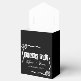 Caja Para Regalos Minimalista Negro y Blanco Gracias Boda