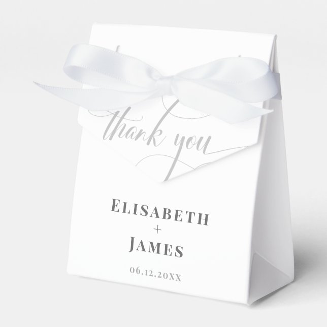 Caja Para Regalos Minimalistic White & Grey Calligraphy Chic Wedding (Front Side)