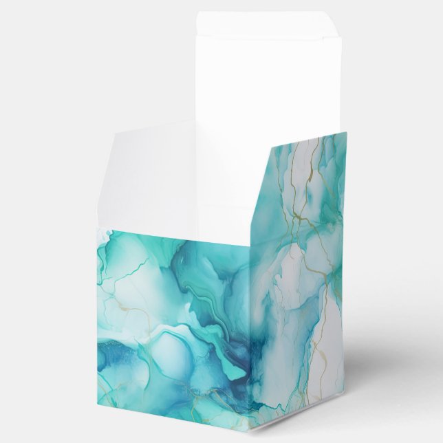 Caja Para Regalos Mint Aqua Ink Marble (Abierto)