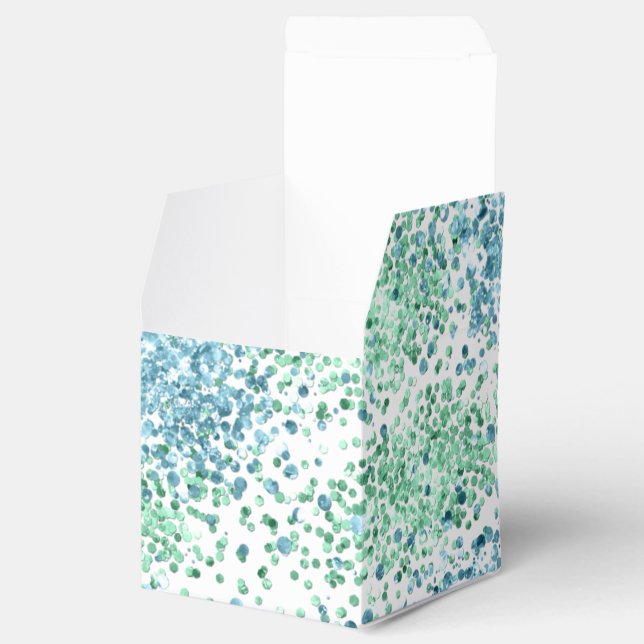 Caja Para Regalos Mint Green Aqua Blue Sparkle Dots Glitz       (Abierto)