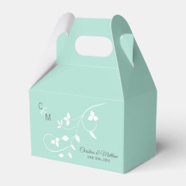 Caja Para Regalos Mint Green & Light Gray Vine Initials Gracias