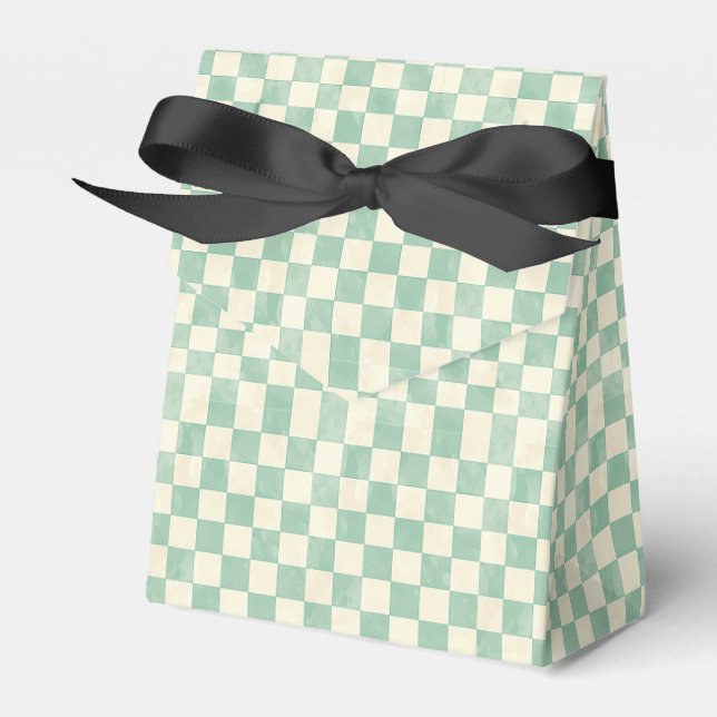 Caja Para Regalos Mint Green y Cream Gingham (Front Side)
