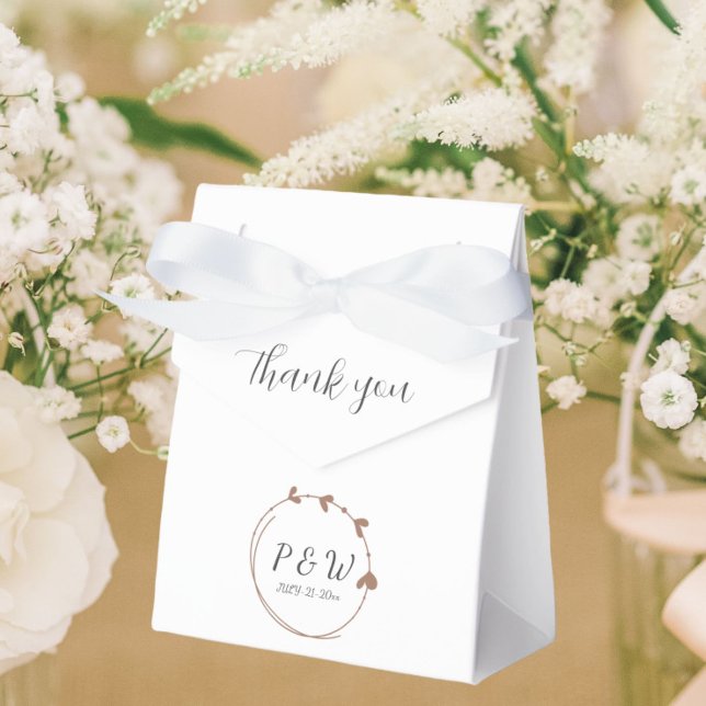 Caja Para Regalos Mocha Boda Monograma de la Guirnalda Simple del Co (In Situ Wedding)