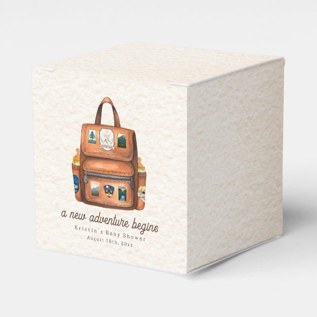 Caja Para Regalos Mochila de aventura + Botellas Woodland Baby Showe (Costado Anverso)