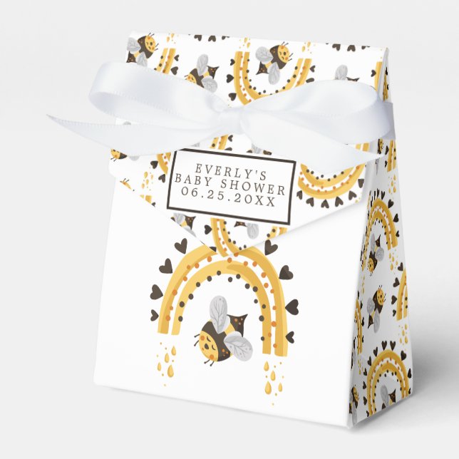 Caja Para Regalos Mod Rainbow Bumblebee Honey Bee Baby Shower (Front Side)