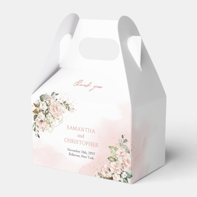 Caja Para Regalos Moda acuarela flores rubor eucalipto oro (Front Side)