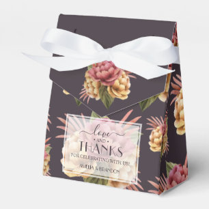 Caja Para Regalos Moda acuarela poonías florales en morado