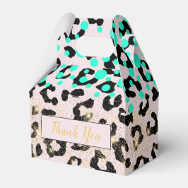Caja Para Regalos Moda Aqua Animal Print Gold Dust Party Favor Box