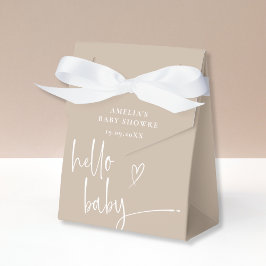 Caja Para Regalos Moda Beige Minimalista Hello Baby Shower