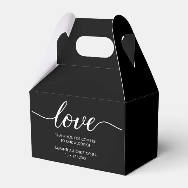Caja Para Regalos Moda Black white Love Script Custom Wedding (Front Side)