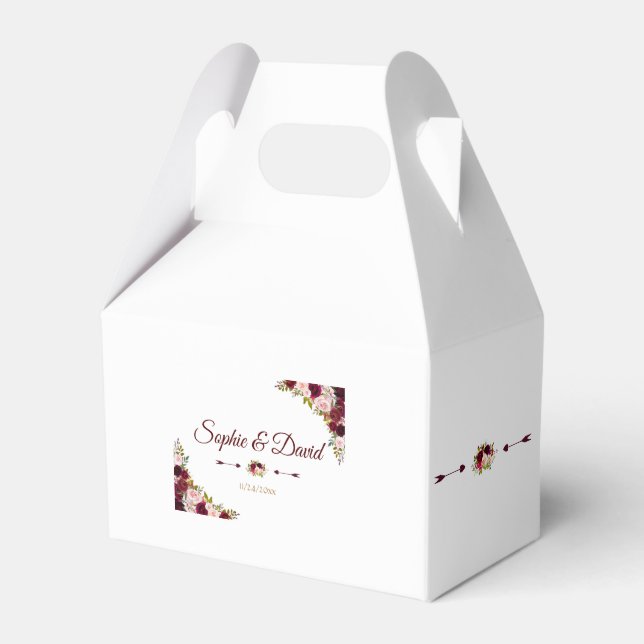 Caja Para Regalos Moda Burgundy Marsala Floral Fall Wedding (Front Side)