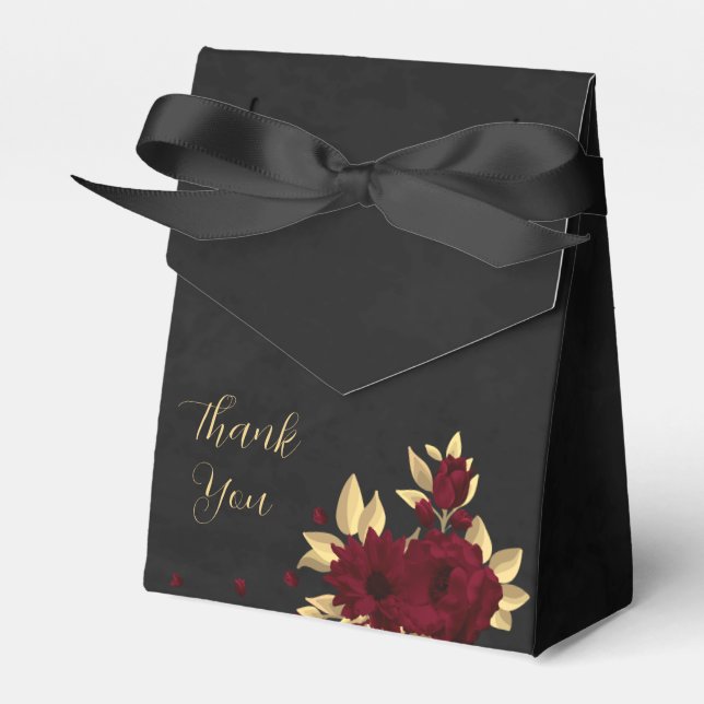 Caja Para Regalos Moda burgundy y boda negro dorado (Front Side)