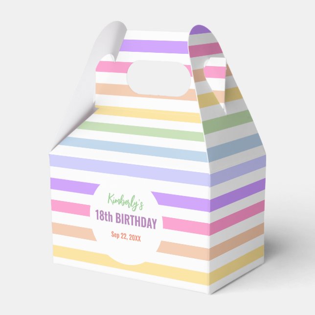 Caja Para Regalos Moda Cumpleaños Pastel Rayos Blancos (Front Side)