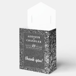 Caja Para Regalos Moda de Glam Blanco y Negro Purpurina Boda moderna