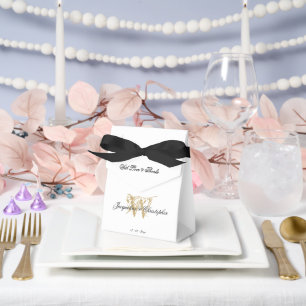 Caja Para Regalos Moda de Monograma Blanco y Oro del Partido Comprom