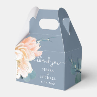 Caja Para Regalos Moda Dusty Blue Rubor Gold Peach Boda Floral
