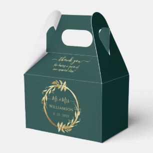 Caja Para Regalos Moda Elegante Boda del oligote dorado verde esmera