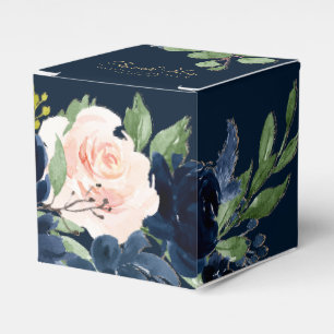 Caja Para Regalos Moda florece Azul y Rubor de la Marina Romántica