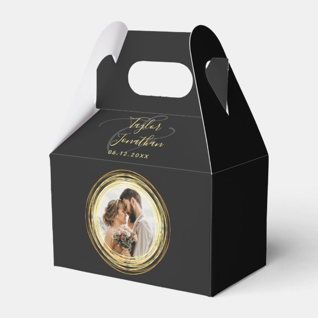 Caja Para Regalos Moda fotográfica personalizada Boda de oro negro m (Front Side)