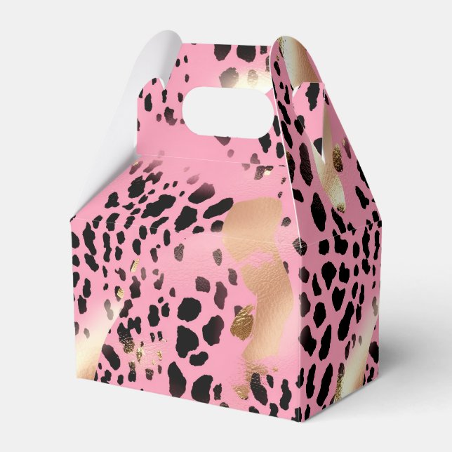 Caja Para Regalos Moda Glam Gold Pink Black Leopard (Front Side)