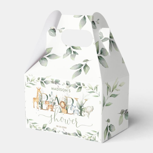 Caja Para Regalos Moda Jungle Animales Greenery Neutral Baby Shower (Front Side)
