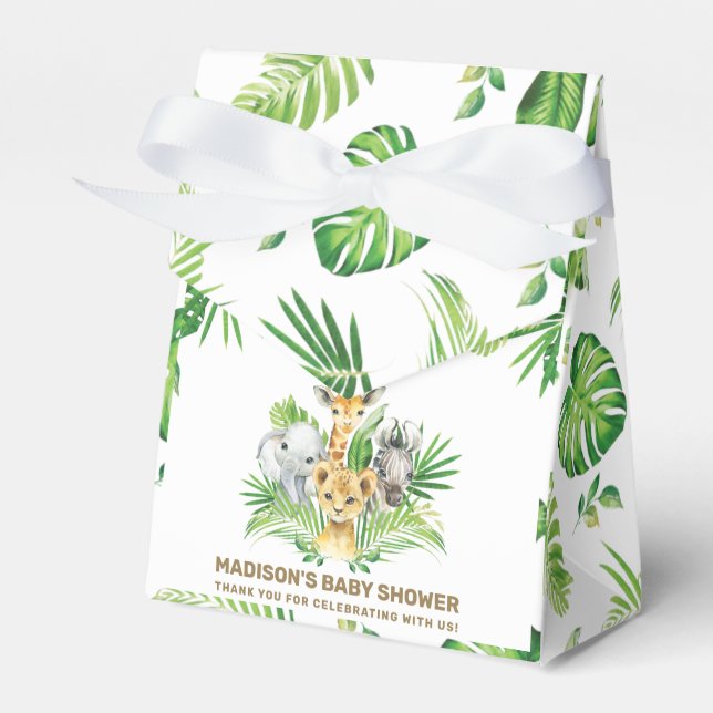 Caja Para Regalos Moda Jungle Animals Greenery Baby Shower Gracias (Front Side)