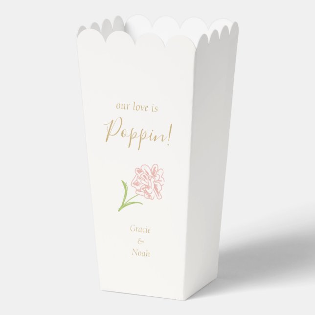 Caja Para Regalos Moda Marfil Rosa Floral Blanco Pareja Popcorn (Anverso)