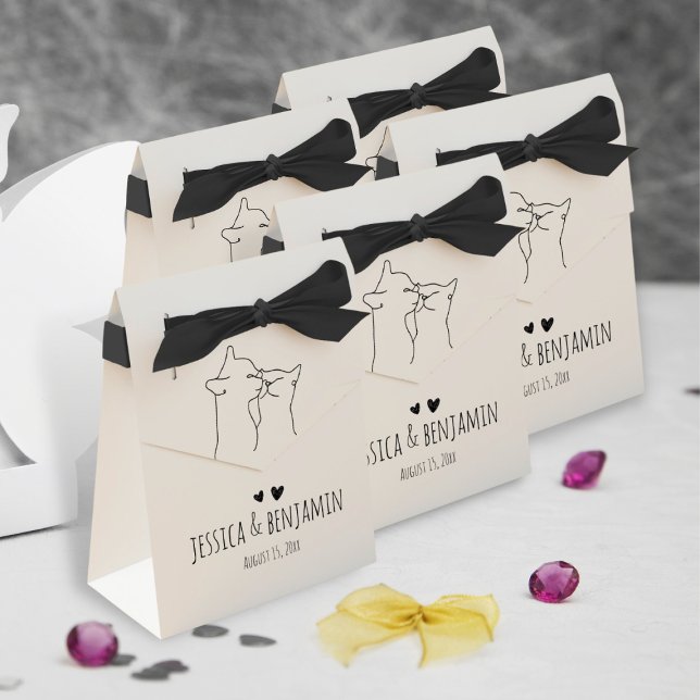 Caja Para Regalos Moda mínima Boda moderno de gatos negros y blancos (Subido por el creador)