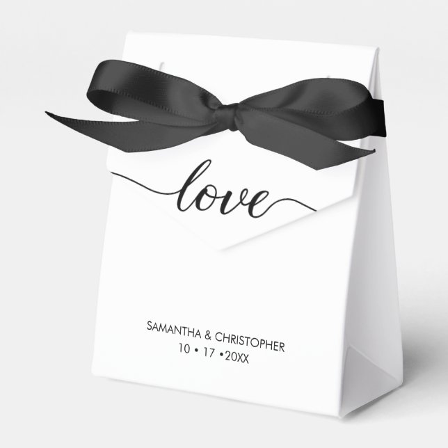 Caja Para Regalos Moda mínima Guión de amor boda blanco negro (Front Side)
