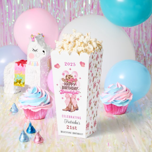 Caja Para Regalos Moda Niña Occidental Rosa Feliz Cumpleaños Hermosa (Fiesta)