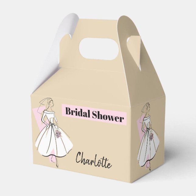 Caja Para Regalos Moda Novia Neutral Bridal Shower Nombre gable (Reverso)