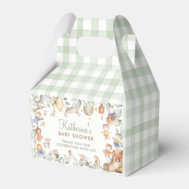 Caja Para Regalos Moda Nursery Rhyme Greenery Baby Shower Neutral (Reverso)