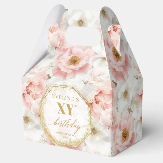 Caja Para Regalos Moda Pastel Pink Boho Gold Birthday Favor Box (Chic Pastel Pink Boho Gold Birthday Favor Box)