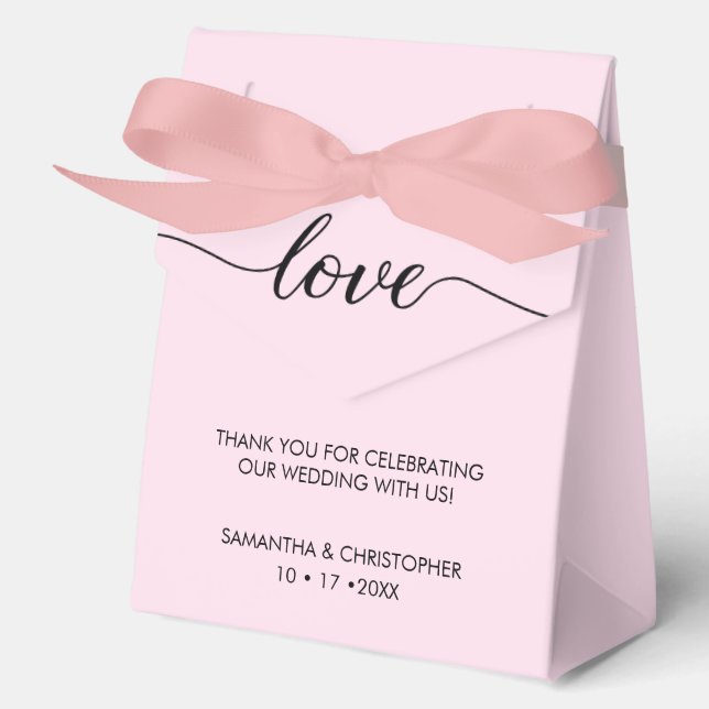 Caja Para Regalos Moda personalizada Amor ScrIpt Boda rosa negro (Anverso)