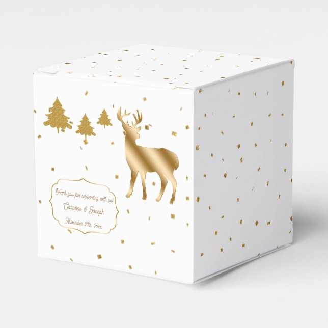 Caja Para Regalos Moda Purpurina de oro Deer Buck y Purpurinas Pine  (Costado Anverso)