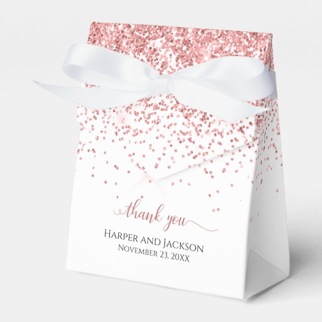 Caja Para Regalos Moda Purpurina Rosa Blanco Gracias Boda (Front Side)