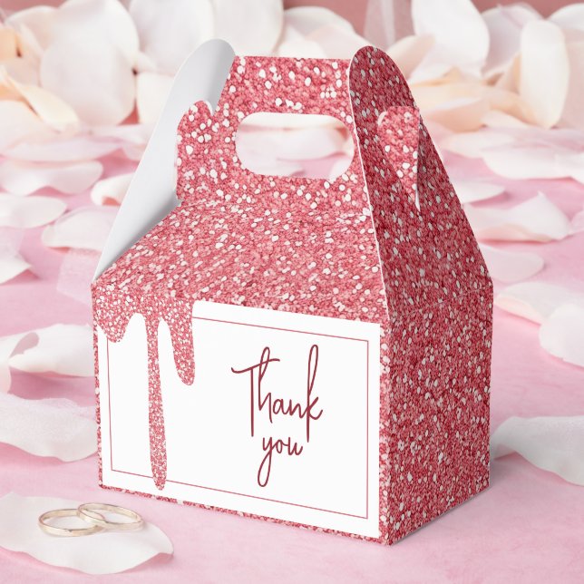 Caja Para Regalos Moda Rosa Dorado Purpurina Dulce 16 Cumpleaños (Boda)