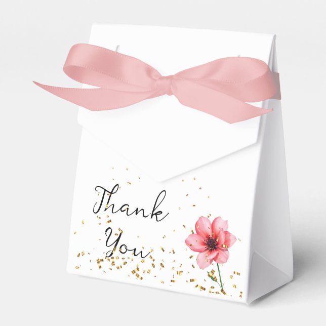 Caja Para Regalos Moda Rubor Boda de marco de confeti floral rosa (Front Side)