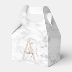 Caja Para Regalos Moda Rubor Nombre de guión de mármol blanco rosado