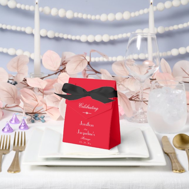 Caja Para Regalos Moda Rústica Gracias Elegante Boda Rojo Romántico (Boda)