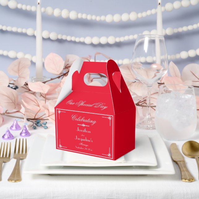 Caja Para Regalos Moda Rústica Romántica Boda Elegante Roja Gracias (Boda)