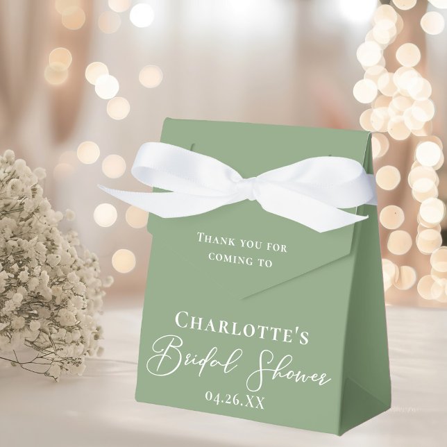 Caja Para Regalos Moda Sage Green Bridal Shower White Personalizada (Subido por el creador)