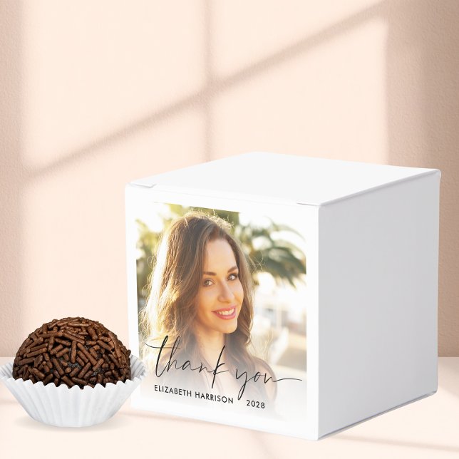 Caja Para Regalos Moda Script Photo Graduation Party Gracias (Subido por el creador)