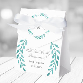 Caja Para Regalos Moda Verde azulada Botánica, Serás Mi Novia