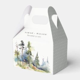 Caja Para Regalos Moda Watercolor Pine Forest Landscape Boda