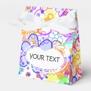 Caja Para Regalos Modelo - flower power coloreado + su texto